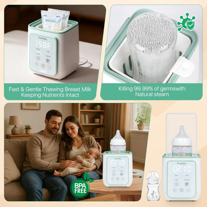 Freebaby Bottle Warmer,Fast Baby Bottle Warmer for Breast Milk & Formula, Accurate Temperature Control,Milk Warmer for All Bottles, Easy to use,24H Keep, Thawing, Sterilizing & Food Heating（Gray）