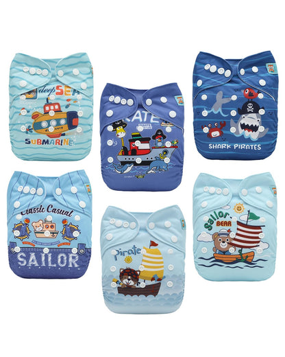 ALVABABY Baby Cloth Diapers 6 Pack with 12 Inserts Cloth Diaper Covers Adjustable Washable Reusable for Baby Girls and Boys