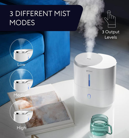 GENIANI Portable Cool Mist Humidifiers for Bedroom & Office - Ultrasonic Humidifier for Home, Baby, Small Room with Auto Shut Off, 250ML Easy to Clean Water Tank