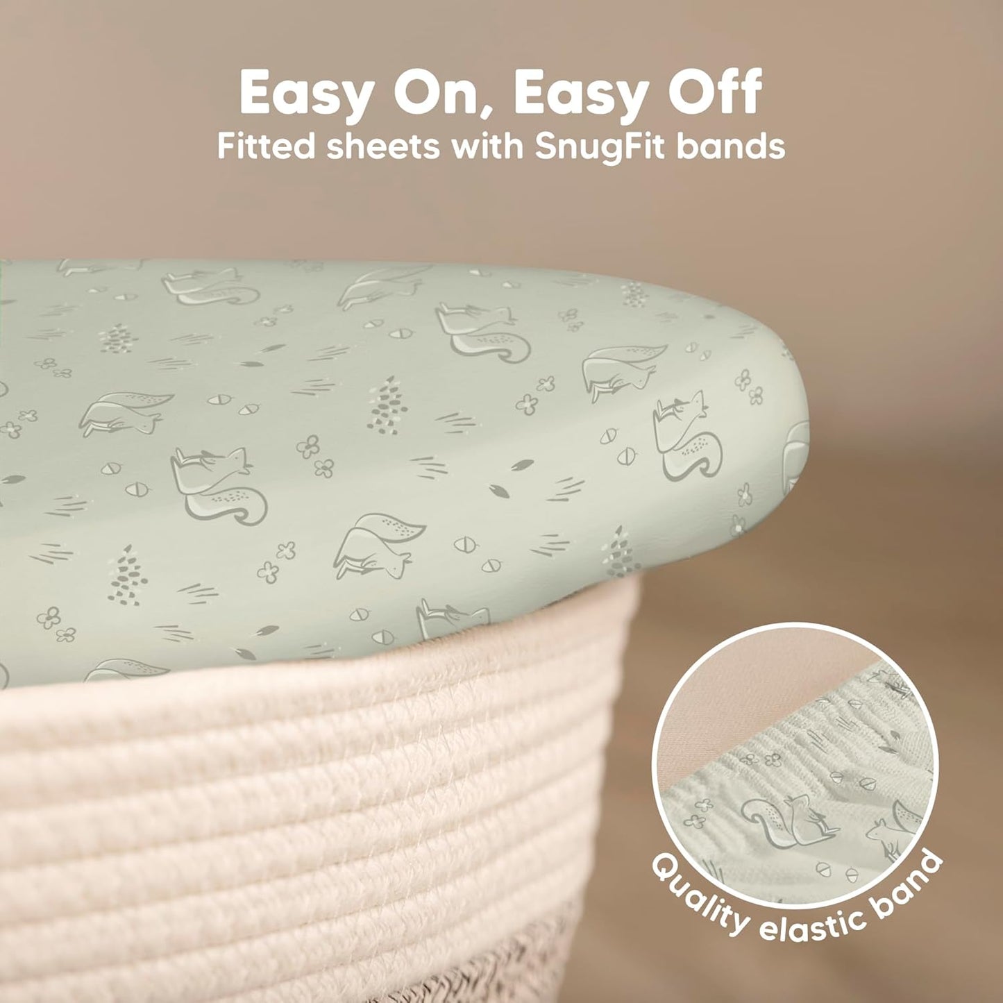 2-Pack Baby Bassinet Sheets Girl, Boy - 33x17 Viscose Derived from Bamboo Bedside Mattress Fitted Bassinet Sheets, Compatible with Halo Bassinest Swivel Sleeper, Baby Delight, Graco (Pecan)