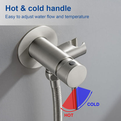 SHAMANDA Handheld Bidet Sprayer for Toilet, Stainless Steel Baby Cloth Diaper Sprayer Kit, Bathroom Toilet Bidet Attachment Set for Bathing Pets Feminine Hygiene, Matte Black BDS01-7