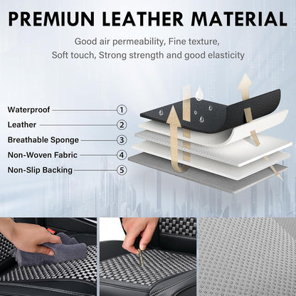 Coverado Leather Seat Covers for Car, Waterproof Car Seat Covers Full Set, 2 in 1 Conversions Car Seat Cover Protector Car Accessories Universal Fit for Most Cars SUVs and Trucks Beige