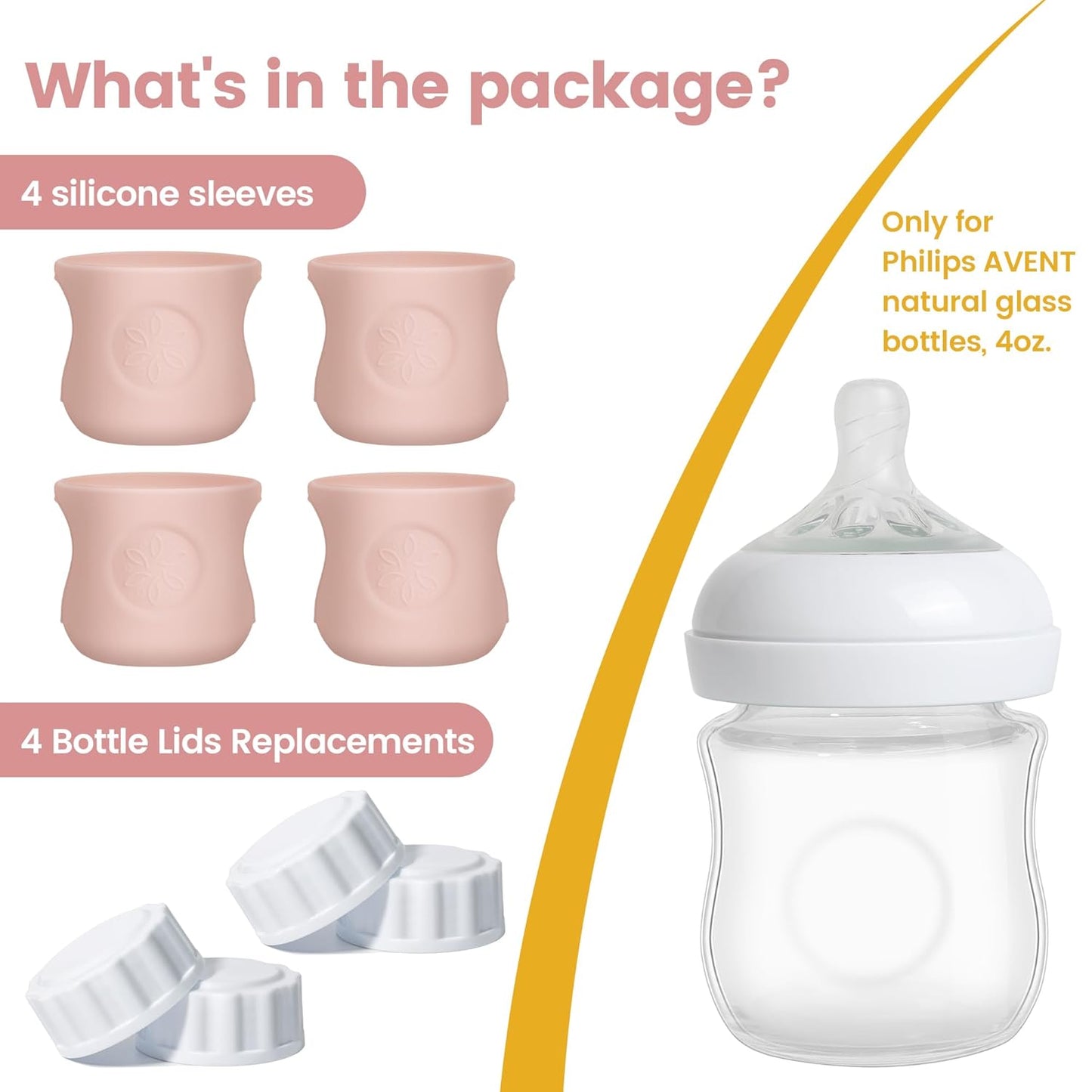 3 Pack Silicone Sleeves for Philips Avent Natural Glass Baby Bottles, Food Grade Silicone Anti Breakage Baby Bottles Holder, Compatible with Philips Avent Glass Natural Baby Bottle 8oz
