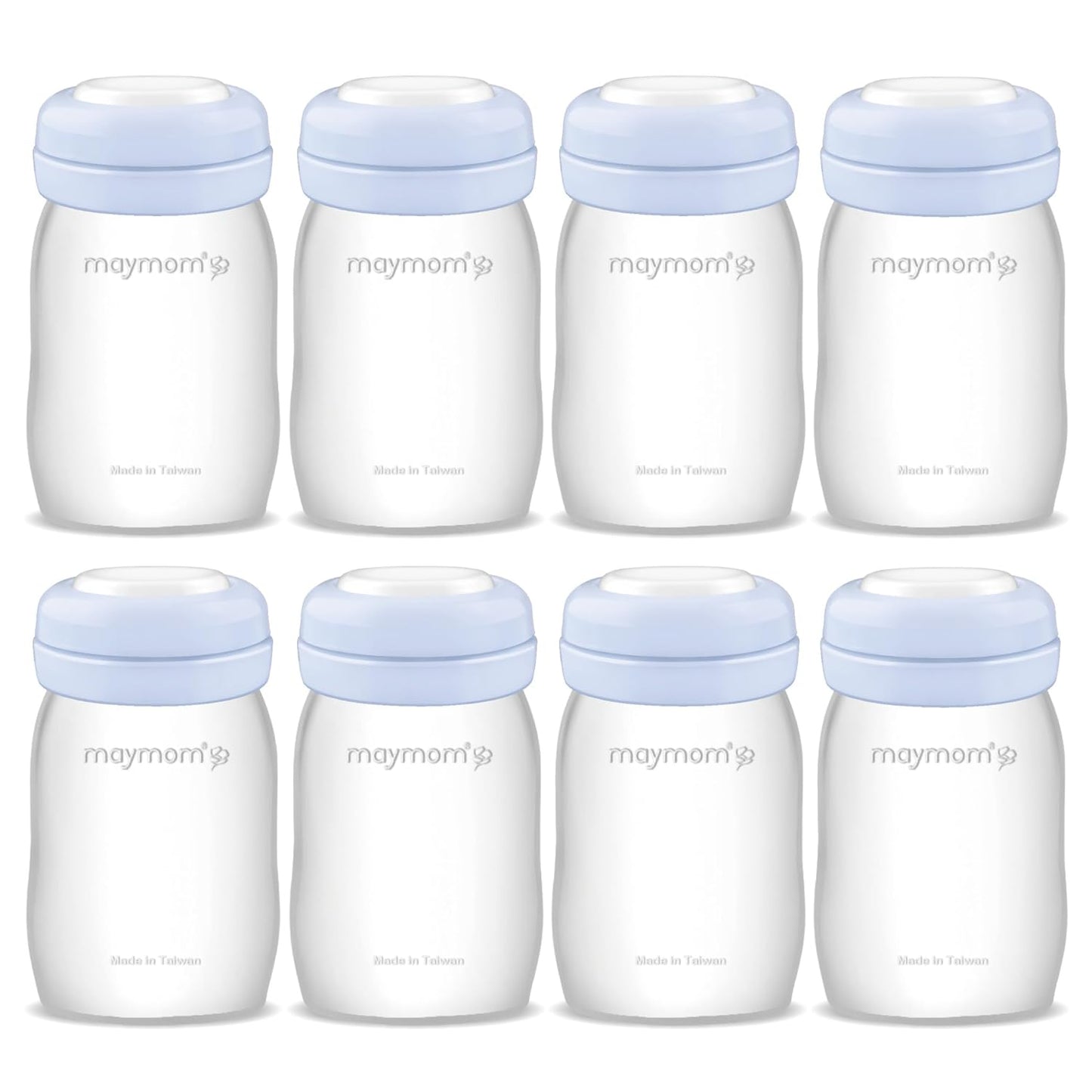 Maymom Wide-Mouth Milk Storage Feeding Collection Bottle with Nipple, Dome Cap, Bottle Top, SureSeal Sealing Disk; Compatible with Spectra Pump/Motif Luna; 5 pc (4.7Oz/140mL)