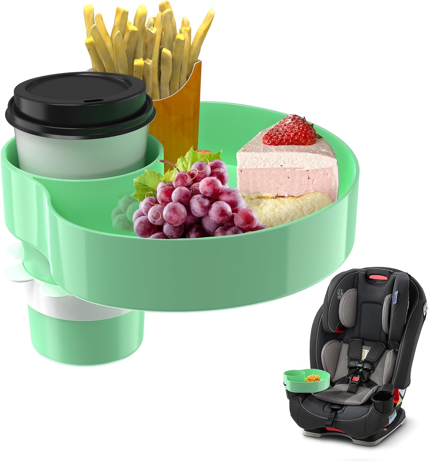[2 Packs] Kids Car Seat Tray, Travel Tray with Cup Holder for Toddler Baby, Kids Car Seat Food Snack Organizer for Road Trip, Stroller snack Organizer Travel Must Haves Toddler Must Haves (Black)