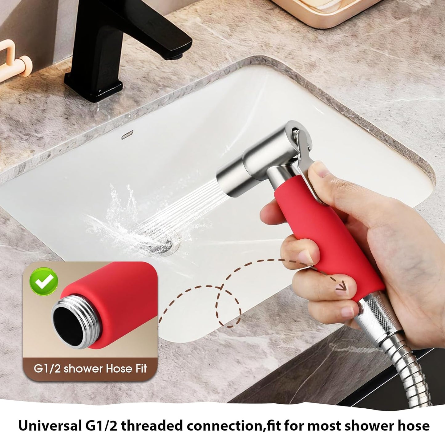 Handheld Bidet Sprayer Head,Stainless Steel Muslim Shower Head for Toilet,Adjustable Pressure Jet Sprayer for Feminine Hygiene and Pet Bath Bathroom Cloth Diaper Cleaning (Multicolor)