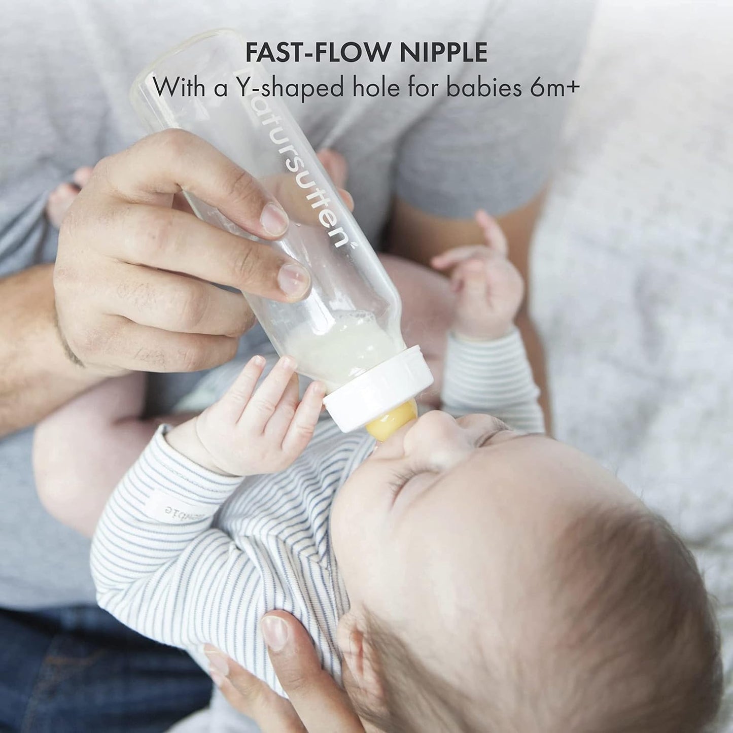 Natursutten Replacement Fast-Flow Bottle Nipples for Glass Baby Bottles - Eco-Friendly, BPA-Free Natural Rubber Nipples for Natursutten Baby Bottles - Made in Italy - 2 Pack