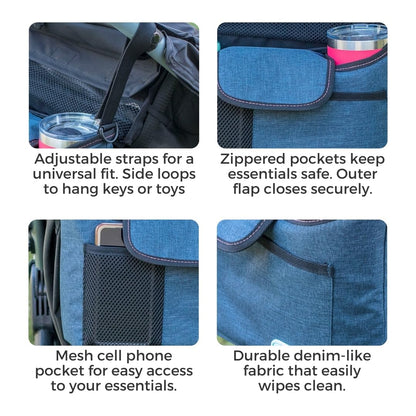 Toddleroo by North States - Baby Stroller Organizer: Universal Stroller Caddy with Cup Holder - Adjustable Storage Attachment for Strollers - Navy