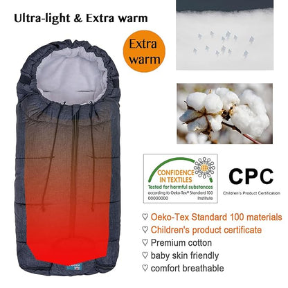 Yobee Winter Waterproof Warm Stroller Bunting Bag, Center and Botton Open for Easy in and Temperature Control, Multi Use, Toldder Size, Grey