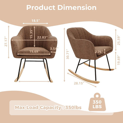 GarveeHome Nursery Rocking Chair, Upholstered Chenille Glider Rocker Chair, Modern Armchair With Wood Legs, Indoor Comfy Accent Chair Nursing Chairs Holds Up to 350 LBS for Living Room, Bedroom, Beige