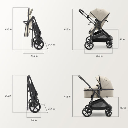 Mompush Baby Stroller, Convertible 2-in-1 with Bassinet Option, Infant Car Seat Compatible, Includes Adapter - Sturdy Full-Size Infant Stroller for Family Adventures
