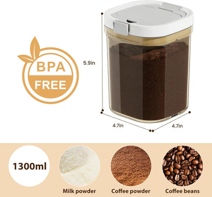 Airtight Coffee Canister-27oz Sugar and Dry Food Container BPA Free with Spoon and Layered Storage for Grounds Coffee, Beans, Tea, Sugar, Flour, Cereal,Formula