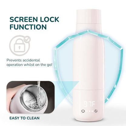 BooBoo Baby Portable Milk Bottle Warmer for Travel | Fast Heating for Breast Milk, Formula Milk & Water | Large Capacity, Long Battery Life - Ideal for Cars, Planes & On The Go