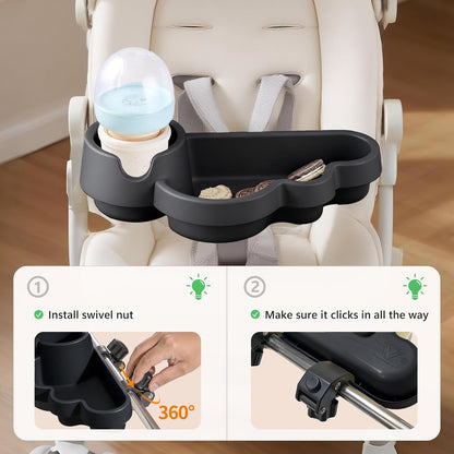 Li & Zhao Universal Stroller Snack Tray Attachment - Universal Snack Tray for Cloud Cup Holder Tray Plastic Accessories for Baby,Toddler(Beige)