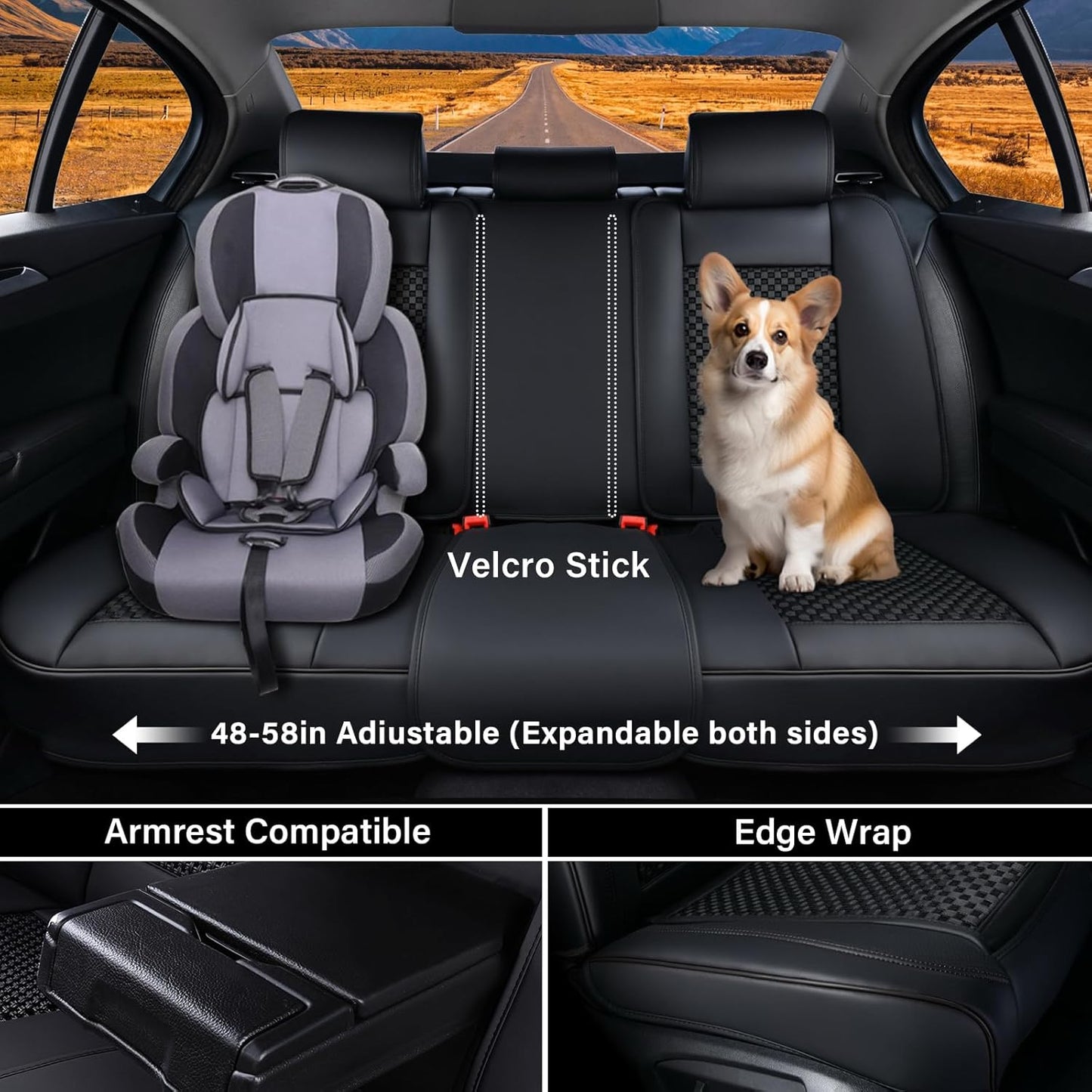 Coverado Leather Seat Covers for Car, Waterproof Car Seat Covers Full Set, 2 in 1 Conversions Car Seat Cover Protector Car Accessories Universal Fit for Most Cars SUVs and Trucks Beige