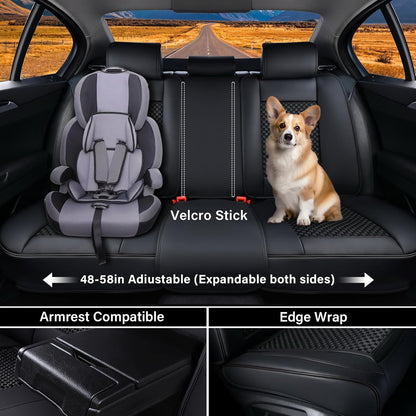 Coverado Leather Seat Covers for Car, Waterproof Car Seat Covers Full Set, 2 in 1 Conversions Car Seat Cover Protector Car Accessories Universal Fit for Most Cars SUVs and Trucks Beige