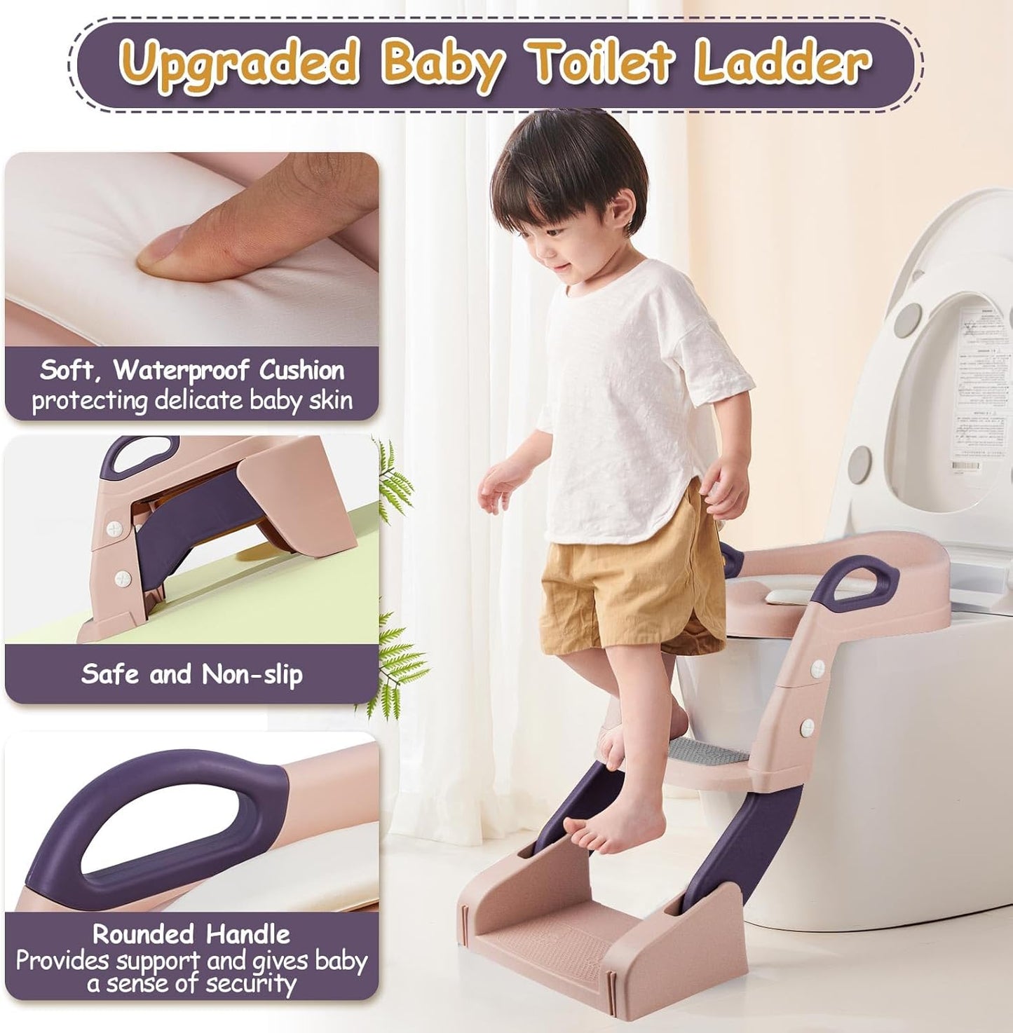 3 in 1 Toddler Potty Training Seat Chair with Ladder and Basin for Boys and Girls, Adjustable Kids Potty Training Seat for Toilet with Anti-Slip Wide Steps and Safety Handles (Green)
