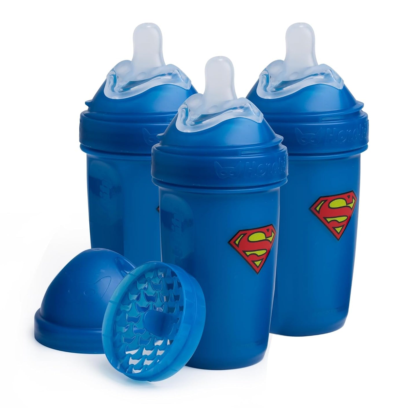 Herobility Anti-Colic Baby Bottles 5 oz / 140 ml – Pack of 3 Newborn Baby Bottles, Slow Flow Plastic Bottles, Breast-Shaped Teat for Breastfed Babies, Small Baby Bottles, Swedish Design, Batman