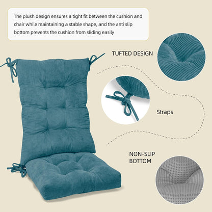 Millsilo Rocking Chair Cushions 3-Piece Set with Neck Pillow, Indoor Rocker Comfortable Tufted Non-Slip Pads with Ties, High-Density Foam Cushion for Adirondack Glider Chair, Orange, 52 x 19 x 4 Inch