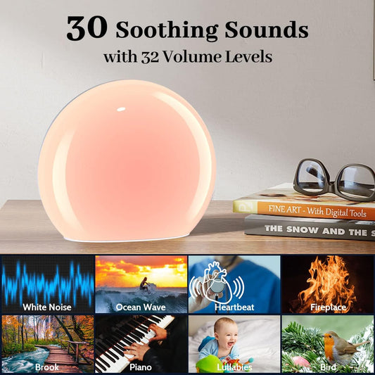 Meditation White Noise Sound Machine with 30 Soothing Sounds 12 Colors Night Light 10 Brightness Levels 32 Volume Level 4 Timers and Memory Function Sleep Machine for Baby Kids Adults (Wood Grain)