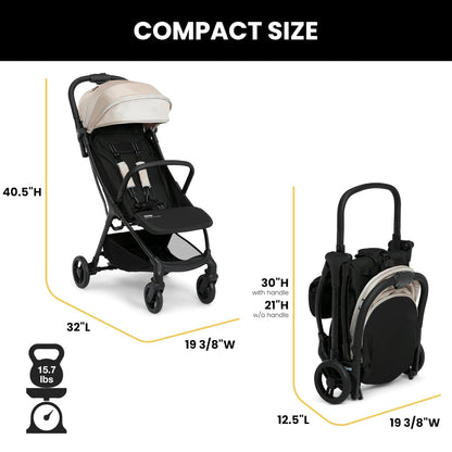 Jeep Altitude Compact Travel Stroller by Delta Children Greenguard Gold, Easy One Hand Fold, Lightweight, Extendable Canopy with Peek-a-Boo Window, Reclining Seat, 4 Wheel Suspension, Olive Green