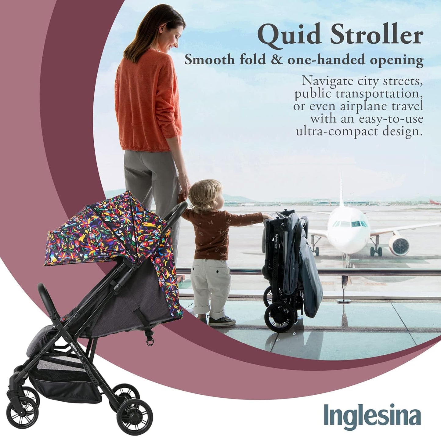 Inglesina Quid 2 Stroller - Midnight Blue - Ultra Compact Lightweight Travel Stroller, Babies and Toddlers, Airplane Overhead, Foldable, Reclining Seat, Collapsible Canopy, 3 Months - 50 lbs, BPA Free