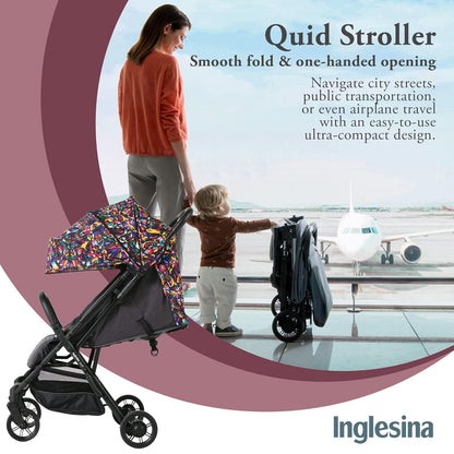 Inglesina Quid 2 Stroller - Midnight Blue - Ultra Compact Lightweight Travel Stroller, Babies and Toddlers, Airplane Overhead, Foldable, Reclining Seat, Collapsible Canopy, 3 Months - 50 lbs, BPA Free