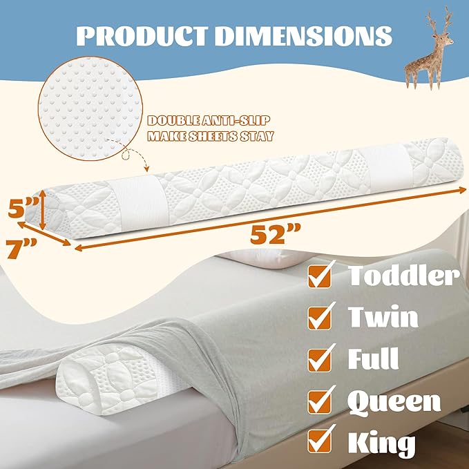 Asatdd Bed Rail for Toddlers, Bed Guard Rail, Soft Memory Foam Toddler Bed Rail for Twin, Full, Queen, King Beds with Washable Cover, 1 Pack