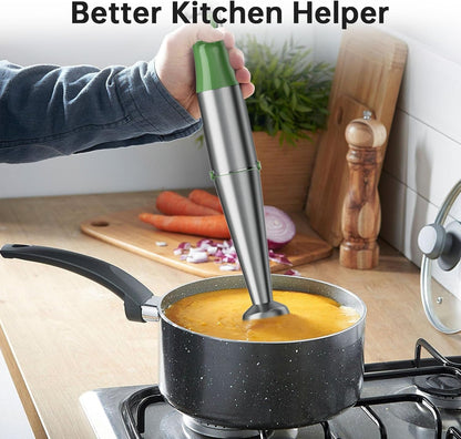 Turelar Immersion Blender Handheld Corded Hand Blenders Set 1100W, Trigger Variable Speed 5 in 1 Stick Emulsifier with Chopper, Whisk and Frother for Soup, Baby Food and Smoothies, Orange