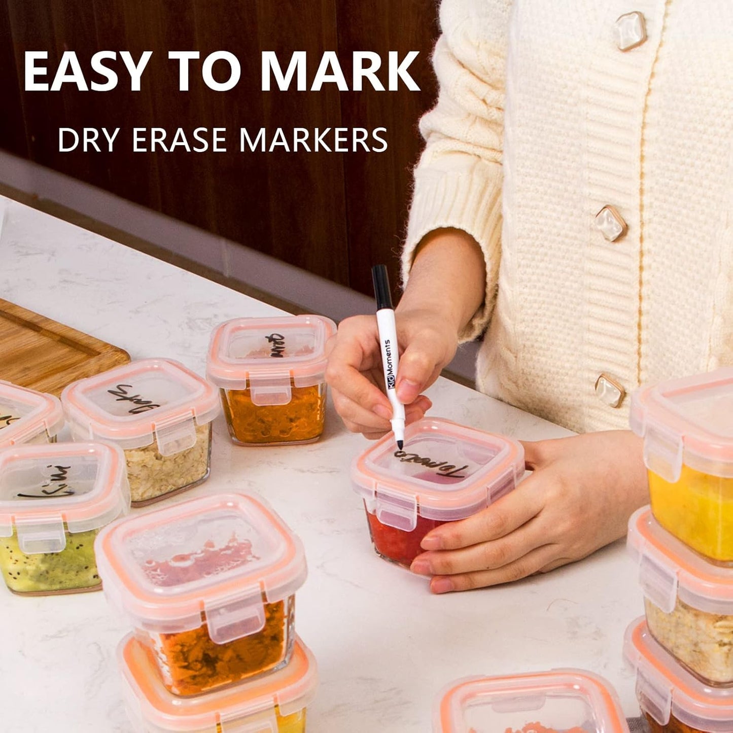 Luvan 7oz Glass Baby Food Containers, 12 Pack with Leakproof Lids, Stackable, Freezer Safe, Baby Bullet Containers for Fruit Purees and Vegetable Mashes