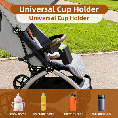 Stroller Cup Holder, 2 Pack Silicone Portable Cup Holder Storage Organizer for Strollers, Treadmills, Wheelchairs, Golf Cart, Picnic, Park, Garden and Travel (Black)