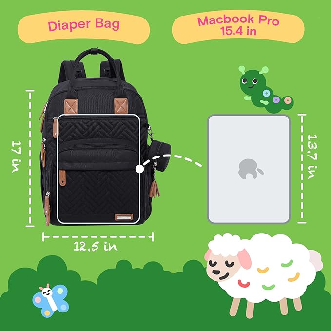 iniuniu Diaper Bag Backpack, 4 in 1 kit Large Unisex Baby Bags for Boys Girls, Waterproof Travel Back Pack with Pouch