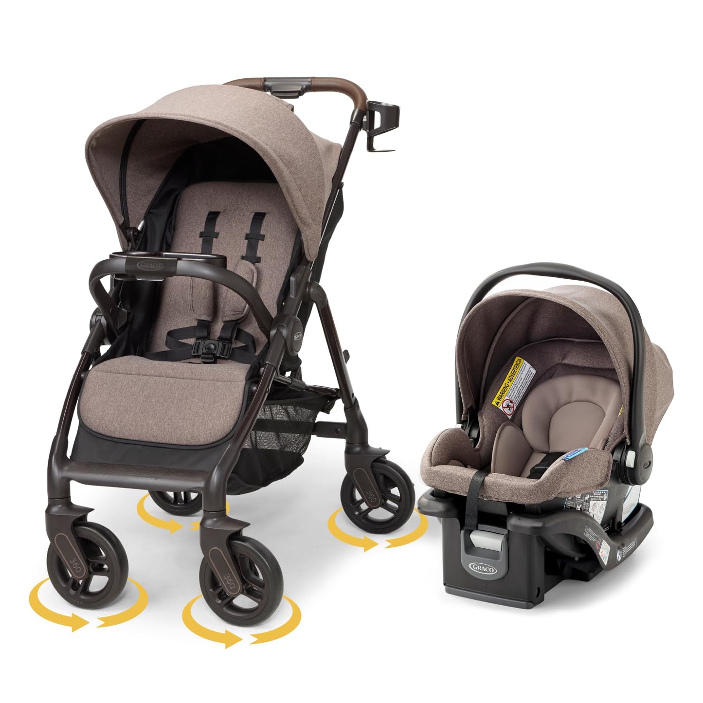 Graco Merge 360 Baby Stroller - Front and Rear 360-Degree Rotating Wheels Infant Stroller for Easy Gliding and Tight Turns, Quick 1-Button Push Folding Stroller, Great Gift for New Parents