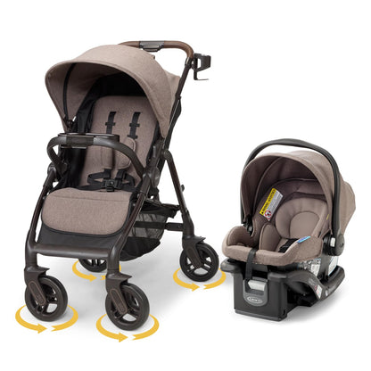 Graco Merge 360 Baby Stroller - Front and Rear 360-Degree Rotating Wheels Infant Stroller for Easy Gliding and Tight Turns, Quick 1-Button Push Folding Stroller, Great Gift for New Parents