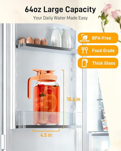 OneDream Breast Milk Pitcher 32oz Glass Pitcher with Lid, Formula Pitcher Leakproof Drip-Free Spout, Wide Mouth Mason Jar Pitcher for Easy Pouring, Dishwasher Safe Breastmilk Storage Pitcher