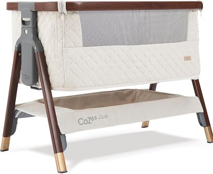 Tutti Bambini CoZee® Luxe Bedside Bassinet & Sleeper - Baby Bassinets Bedside Sleeper, Portable Crib & Adjustable Crib for Newborns, Travel Case, Must-Have Baby Essentials, 0-6 Months (Walnut/Cream)