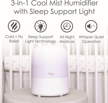 Crane Baby 3-In-1 Baby Humidifier Aroma Diffuser with Adjustable Nightlight, Auto-Shutoff, Humidifier for Baby Nursery, Baby Diffuser for Nursery