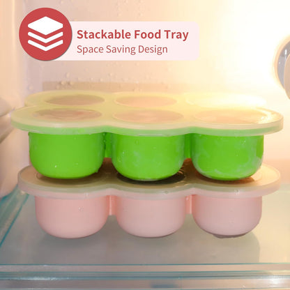 12x1.5oz Baby Food Storage Containers, Baby Food Freezer Tray with Clip Lid Gossamer Pink, Food Grade Silicone Freezer Trays for Purees & Vegetables