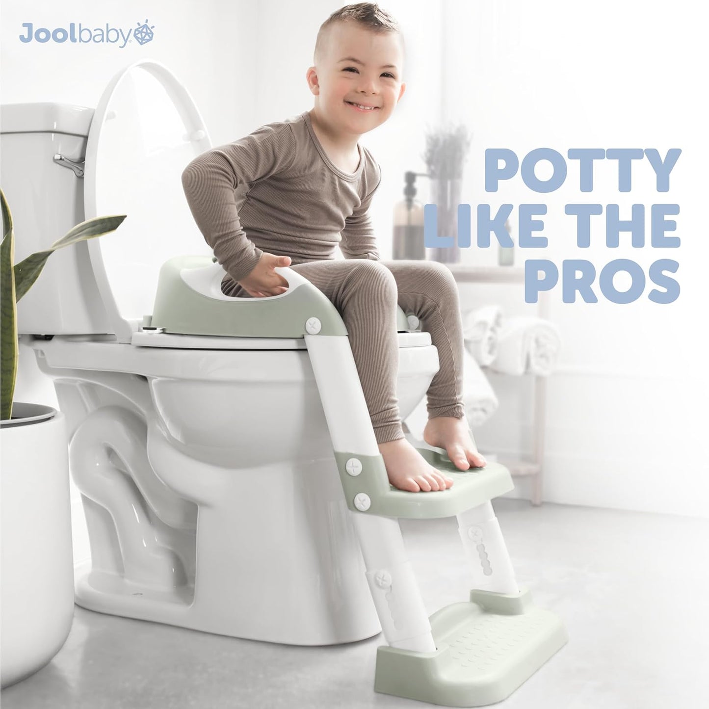 Jool Baby Potty Training Seat with 2 Step Ladder for Toddlers - Splash Guard, Adjustable Height (Gray)
