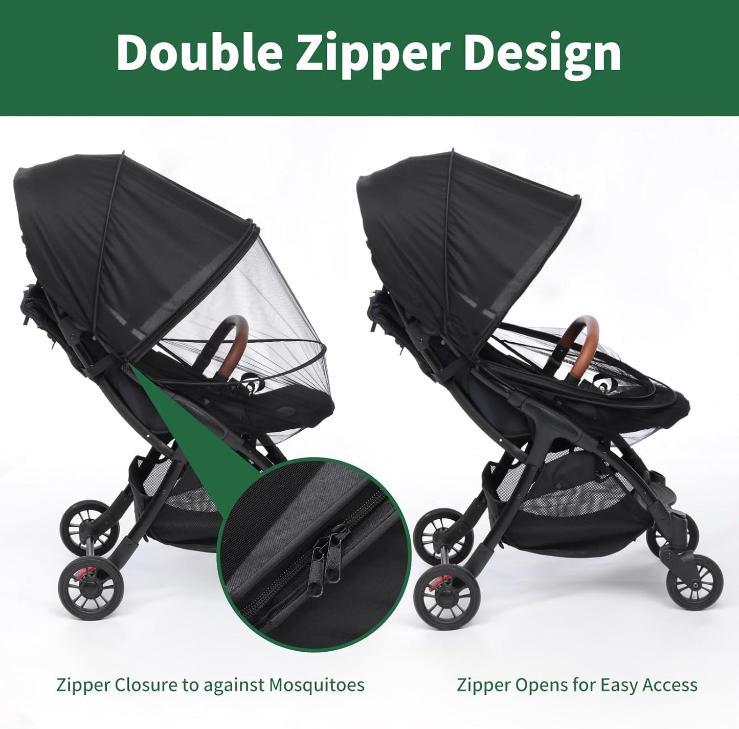 DUOMI 2-in-1 Stroller Sun Shade and Mosquito Net Cover - Universal Breathable Baby Cover With Two-Way Zipper for Extender