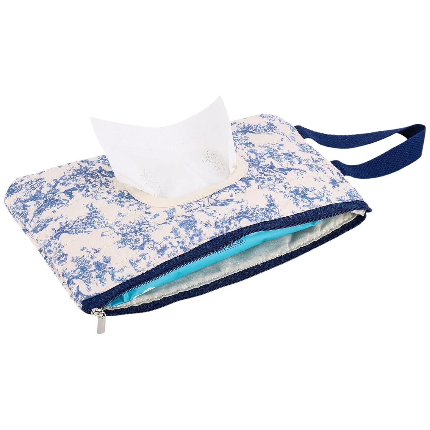 Quilted Baby Diaper and Wipes Pouch Portable Mommy Bag for Stroller Reusable Wipes Pouch with Lanyard for Casual Travel (Beige)