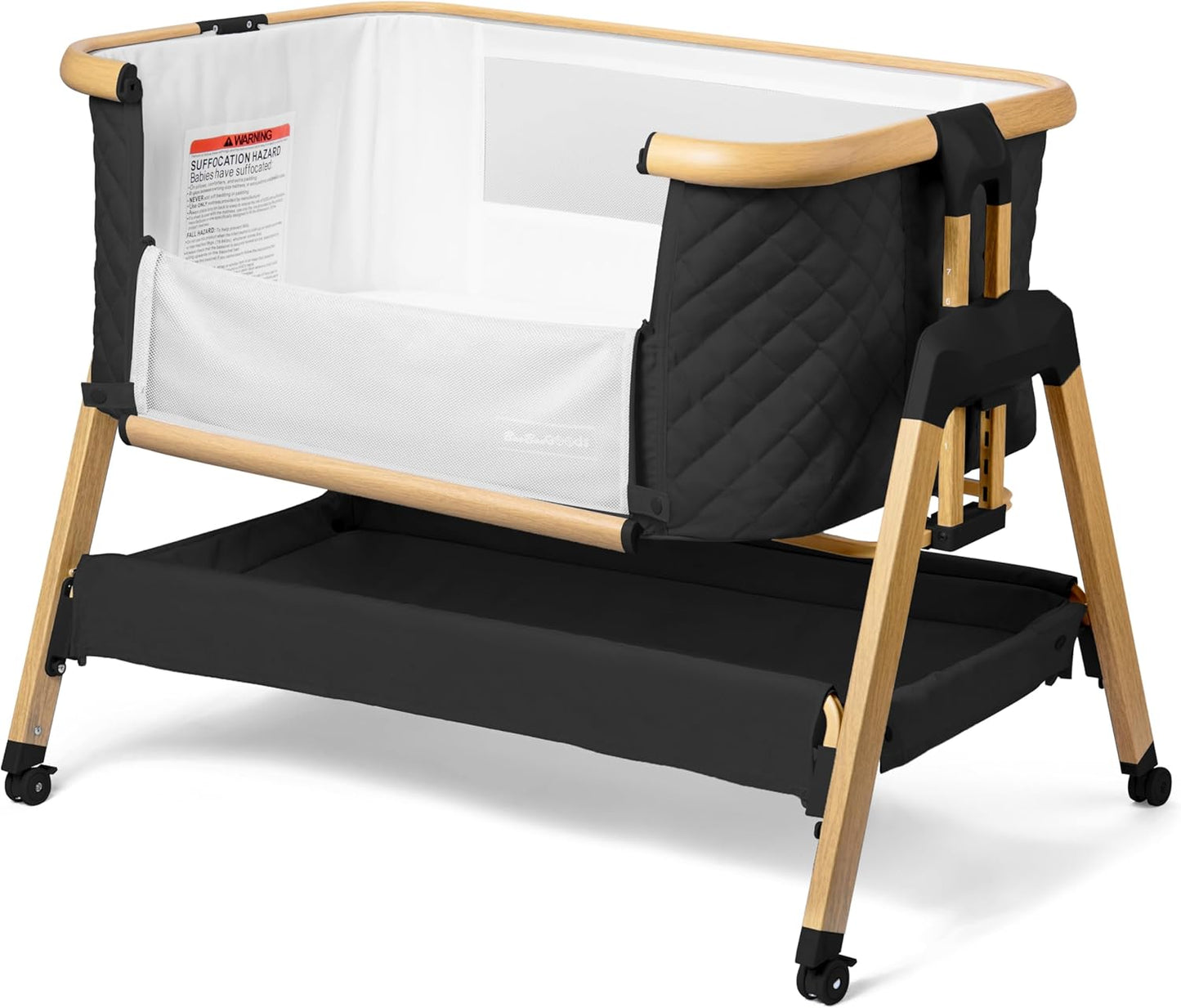 3 In 1 Baby Bassinet with Wheels, Portable Bedside Sleeper for Baby with 7 Adjustable Heights and Foam Mattress, Baby Bedside Crib for Newborns and Infants with Storage Basket, Carry Bag Included