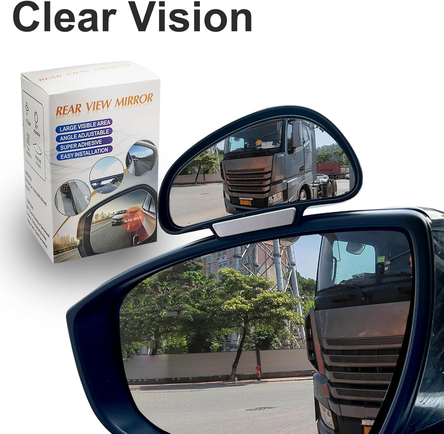 Blind Spot Mirror Adjustable 360 Degree Car Side Mirror, HD Glass Rear View Exterior Accessories Frame Thickness Less than 5MM for Car SUV (long-armed Right)