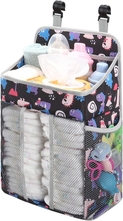 Accmor Hanging Baby Diaper Caddy Organizer, Diaper Stacker, Baby Crib Hanging Classified Storage Bag Organizer for Changing Table, Crib, Playard or Wall & Nursery Organization, Grey