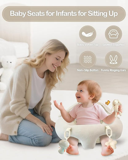 3-in-1 Baby Play Mat, Baby Seats for Infants for Sitting Up, Tummy Time Mat with 5 Detachable Toys, Activity Gym & Playmats for Babies 0-6 6-12 Months, Newborn Babies Shower Gifts