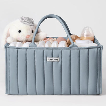 Blissful Diary Baby Diaper Caddy Organizer, Stylish Storage Basket for Newborn Essentials and Diaper Station, Gift for Baby Shower and Registry Must-Have, Mocha Brown