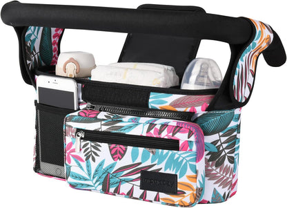 Momcozy Universal Stroller Organizer with Insulated Cup Holder Detachable Phone Bag & Shoulder Strap, Fits for Stroller like Uppababy, Baby Jogger, Britax, BOB, Umbrella and Pet Stroller