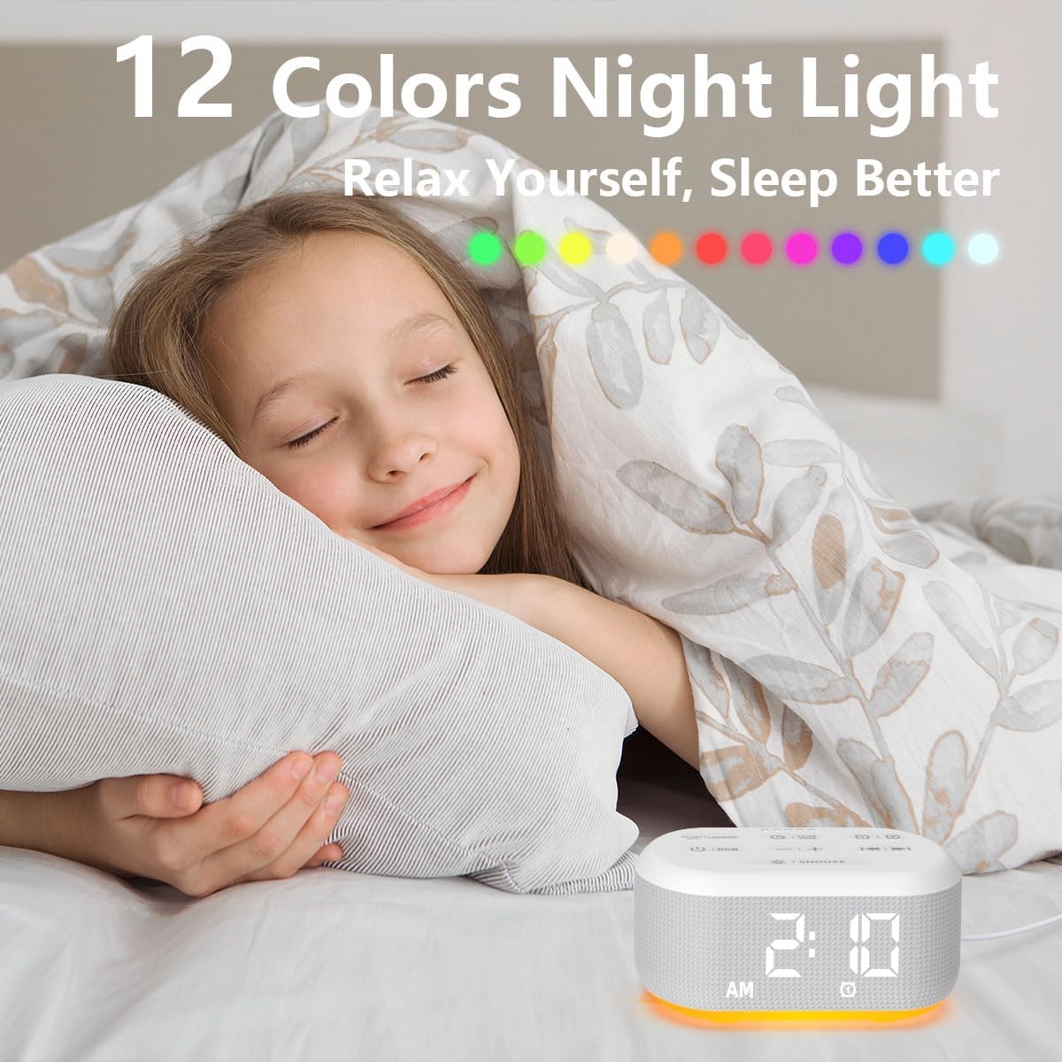 Brown Noise Sound Machine 30 Soothing Sounds White Noise Machine with 12 Night Light Colors Sleep Machine for Adults Baby Kids 36 Volume Levels Noise Canceling for Office Home Privacy