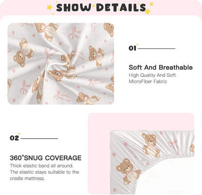 Fitted Crib Sheets Cactus and Floral Stretchy Portable Playard Sheets for Baby Toddler, Breathable Soft Mini Crib Mattress 52 x 28 in for Boys and Girls
