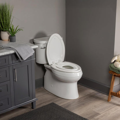 Mayfair NextStep2 Toilet Seat with Built-In Potty Training Seat, Slow-Close, Removable that will Never Loosen, Elongated, White